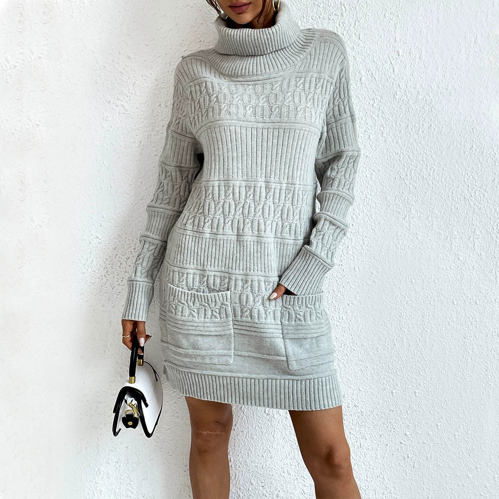 Forever 21 Turtleneck Long Sleeve Slim Fit Knit Dress Solid Or Striped